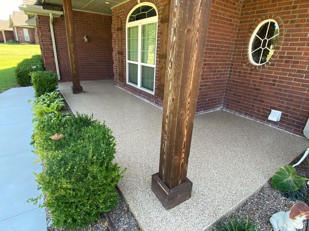 completed front porch with concrete coating