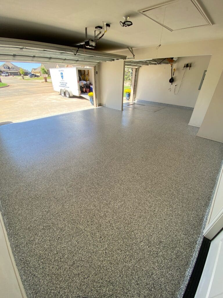 complete garage floor with concrete coating