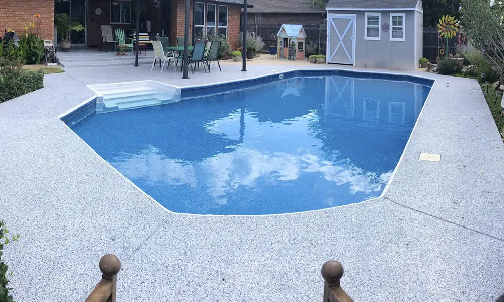 Custom Pool Deck Flake Flooring Blue Shield Floor Coatings OKC